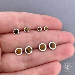Tiger's Eye Sterling Silver Stud Earrings 4mm - 7mm
